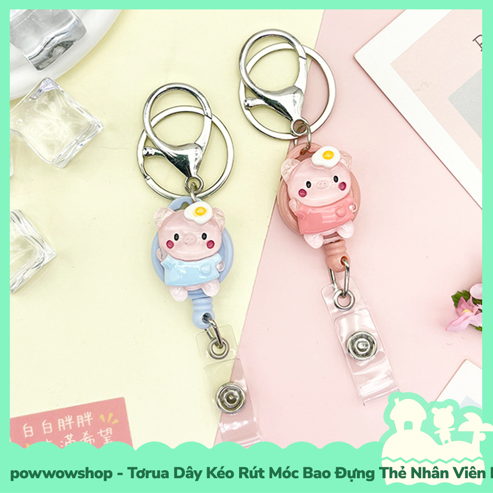 [Sẵn VN - Hỏa Tốc] Tơrua Dây Kéo Rút 60cm Móc Bao Đựng Thẻ Nhân Viên Phong Cách Heo Con Cute Pig Dễ Thương