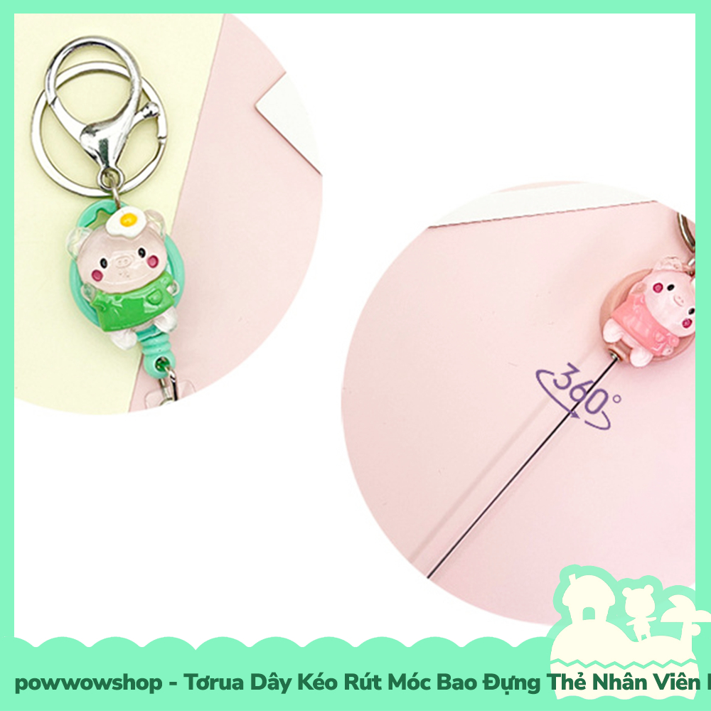 [Sẵn VN - Hỏa Tốc] Tơrua Dây Kéo Rút 60cm Móc Bao Đựng Thẻ Nhân Viên Phong Cách Heo Con Cute Pig Dễ Thương
