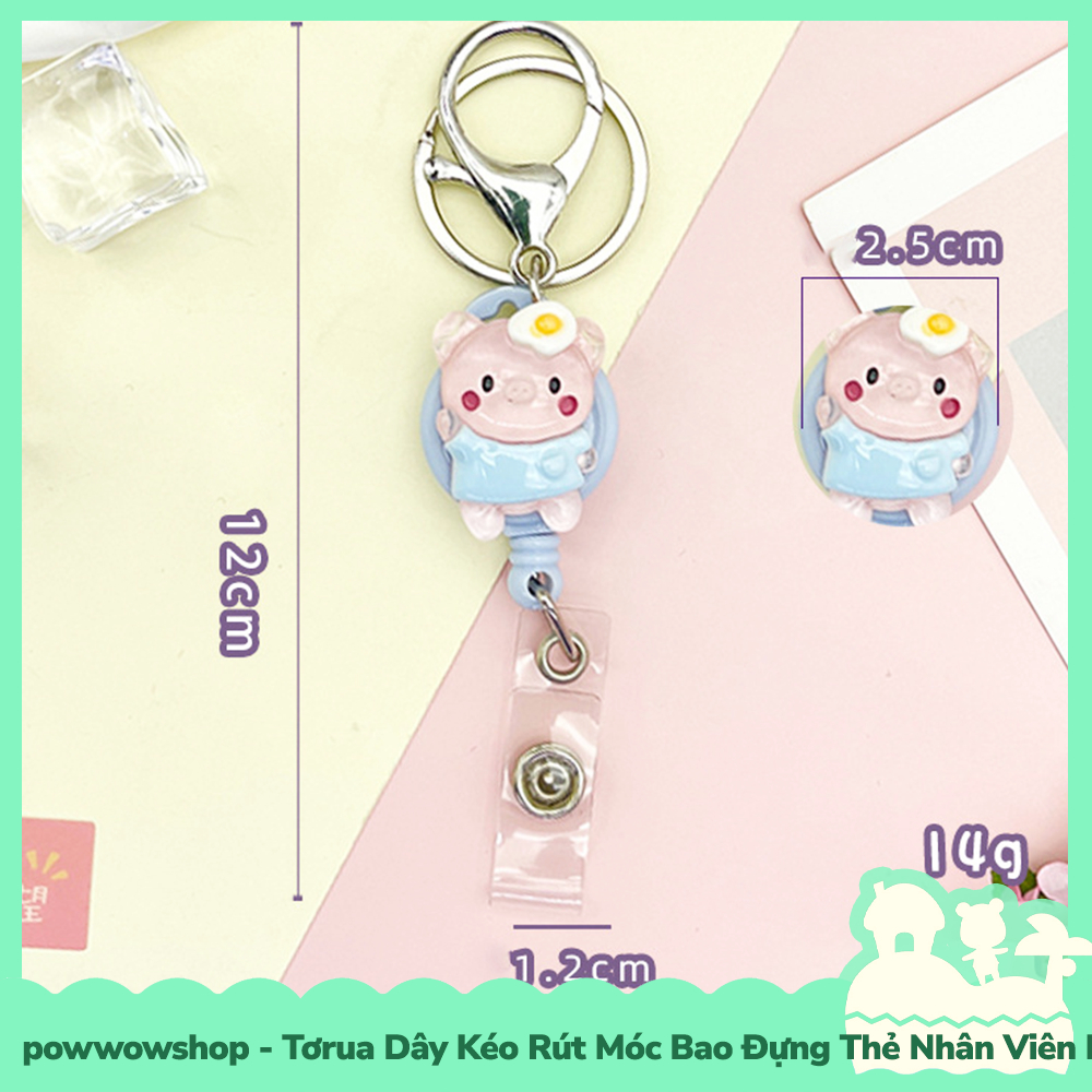 [Sẵn VN - Hỏa Tốc] Tơrua Dây Kéo Rút 60cm Móc Bao Đựng Thẻ Nhân Viên Phong Cách Heo Con Cute Pig Dễ Thương