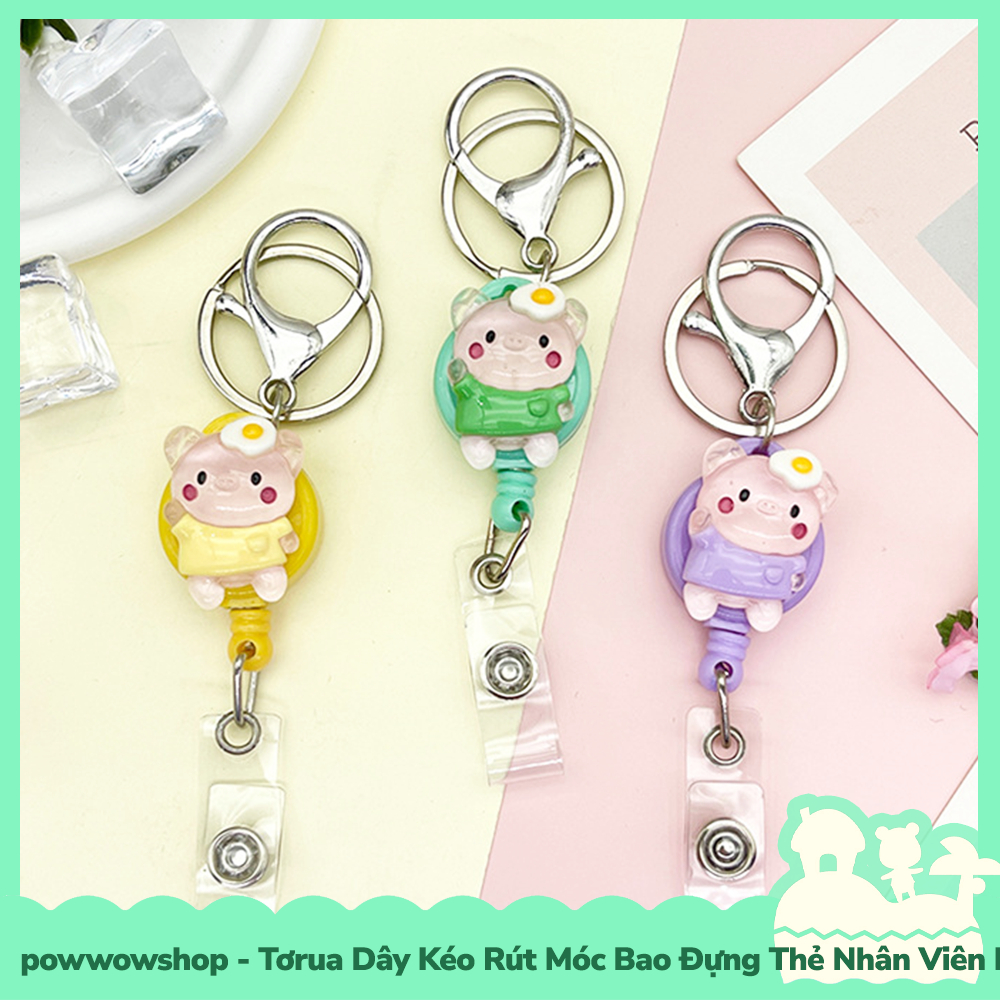 [Sẵn VN - Hỏa Tốc] Tơrua Dây Kéo Rút 60cm Móc Bao Đựng Thẻ Nhân Viên Phong Cách Heo Con Cute Pig Dễ Thương