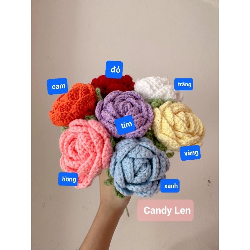 hoa hồng len, hoa hồng len handmade