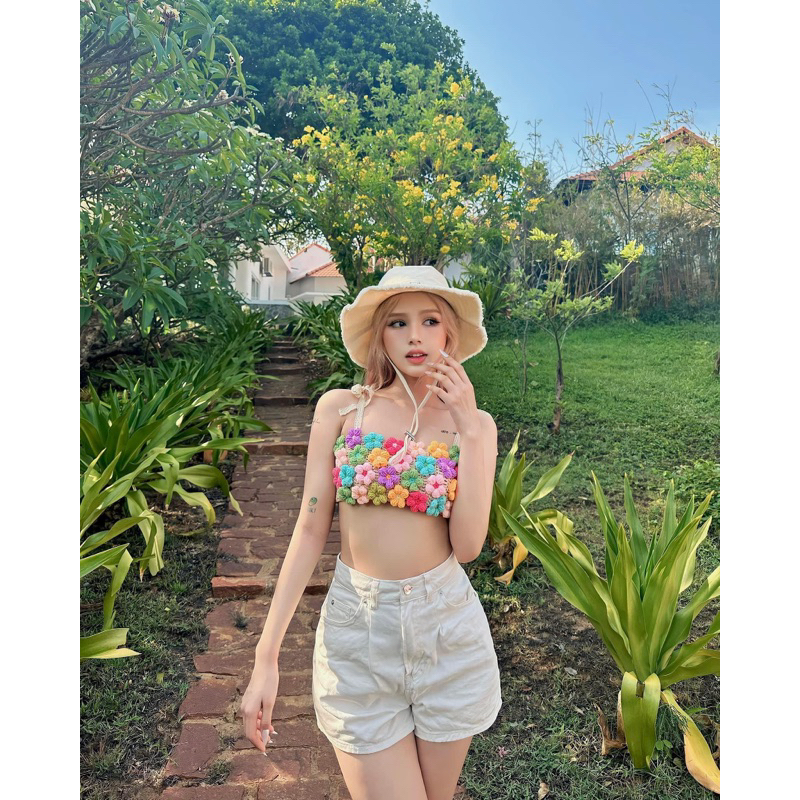 ÁO LEN MÓC GHÉP HOA NHIỀU MÀU, CÓ ÁO XOÀI