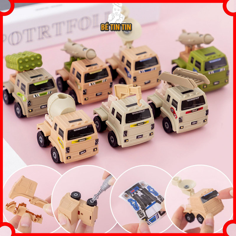 Đồ chơi mô hình tháo lắp thông minh xe ô tô giao thông cho bé, đồ chơi lắp ráp kèm tô vít thuận tiện tháo lắp nhiều lần