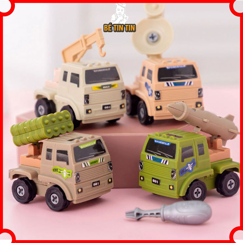 Đồ chơi mô hình tháo lắp thông minh xe ô tô giao thông cho bé, đồ chơi lắp ráp kèm tô vít thuận tiện tháo lắp nhiều lần