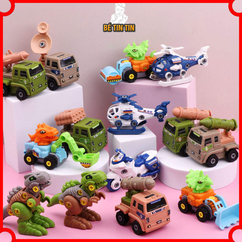 Đồ chơi mô hình tháo lắp thông minh xe ô tô giao thông cho bé, đồ chơi lắp ráp kèm tô vít thuận tiện tháo lắp nhiều lần