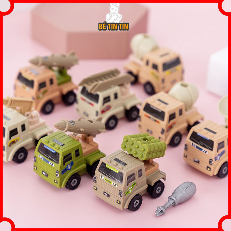 Đồ chơi mô hình tháo lắp thông minh xe ô tô giao thông cho bé, đồ chơi lắp ráp kèm tô vít thuận tiện tháo lắp nhiều lần
