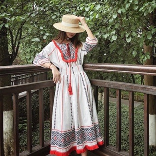 [Sẵn] Đầm Thổ Cẩm Thêu Hoa Kèm Ảnh Thật Vintage Phong Cách Bohemian By Tiệm Nhà Liin