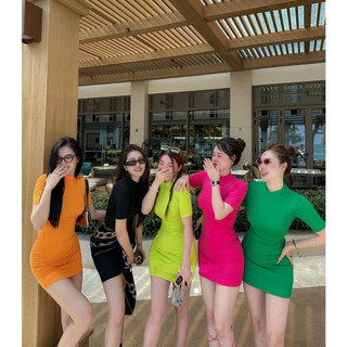 Váy đầm Nữ ôm Body cộc tay dáng ngắn - Váy đầm Nữ nhiều màu sắc rực rỡ chất vải Zip thoáng khí mềm mát - SVFV58