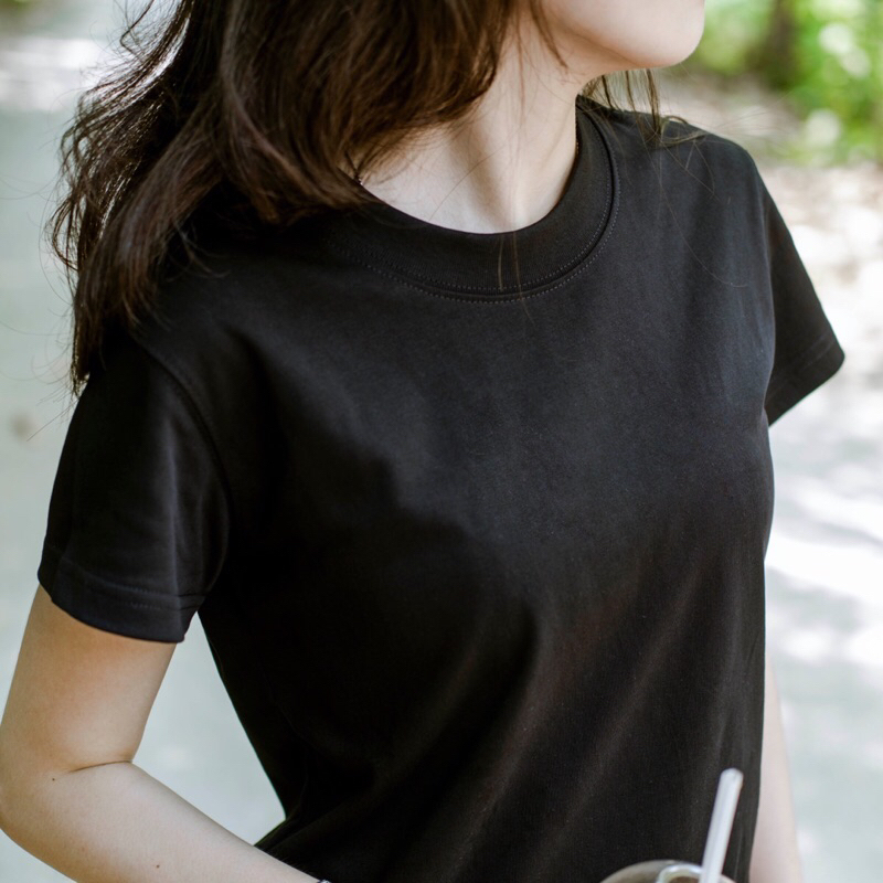 Áo thun nữ baby tee, áo thun trơn cotton BASIC TEE Đen Tshirt -  Lew Lew