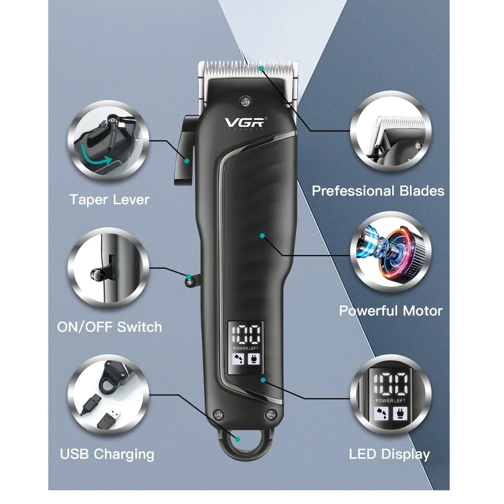 Tông Đơ Điện VGR LCD V-683 Chuyên Dụng Cho Nam Professional Hair Clipper