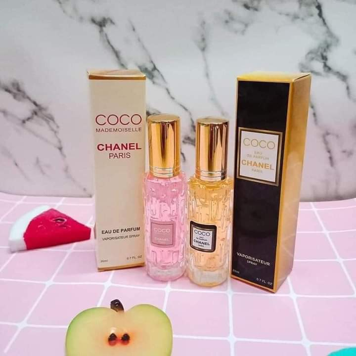 Combo 2 chai nước hoa nữ Coco Vàng và Coco hồng mini 20ml dạng xịt Mùi hoa nhẹ nhàng- Nuochoamini20ml