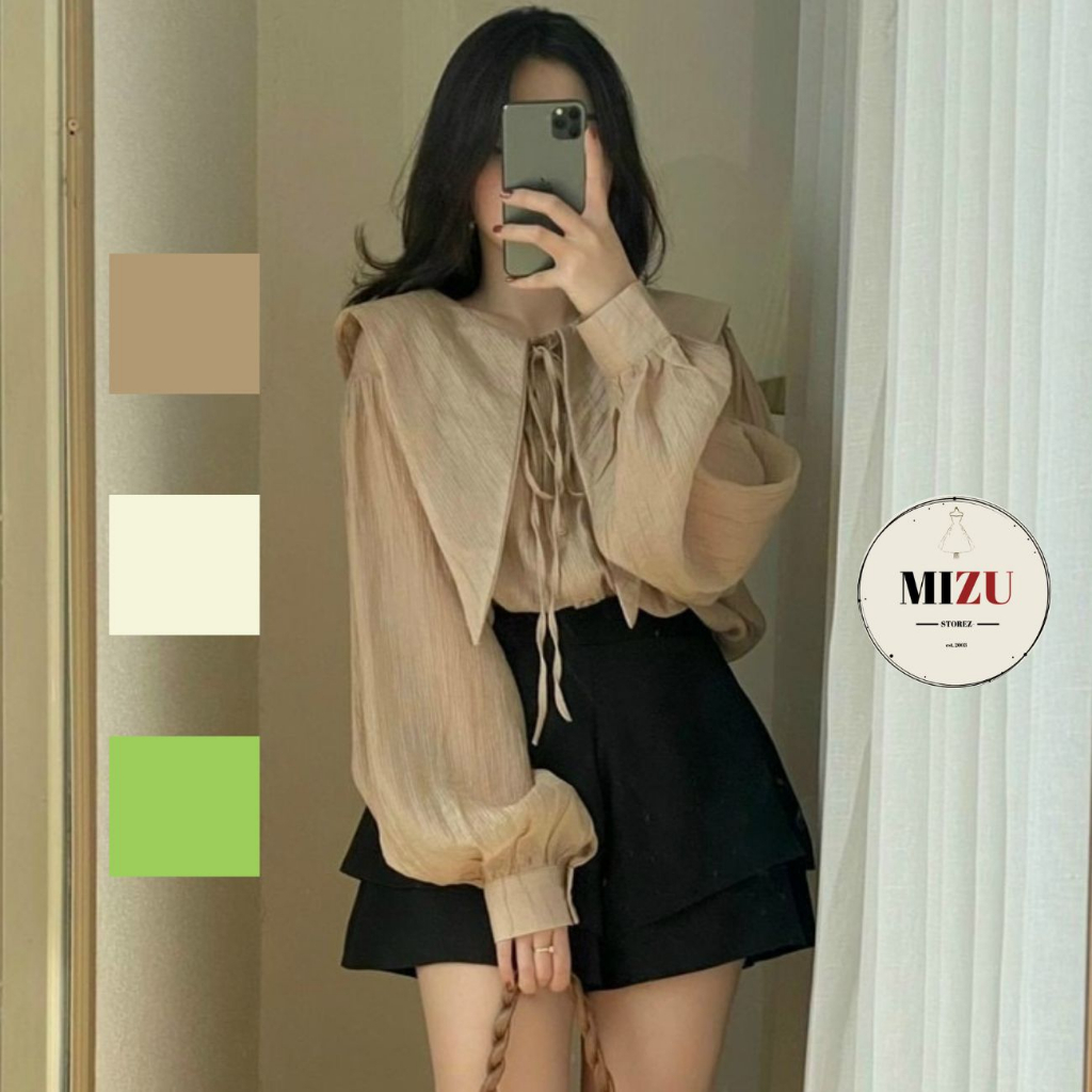 ÁO SƠ MI dài tay cổ lá siêu đáng yêu dáng dài dễ mặc BIG SIZE