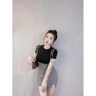 Áo thun croptop xinh kèm yếm dây gợi đẹp set09