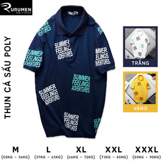 Áo thun polo nam có cổ in chữ summer rurumen tay ngắn big size cá sấu