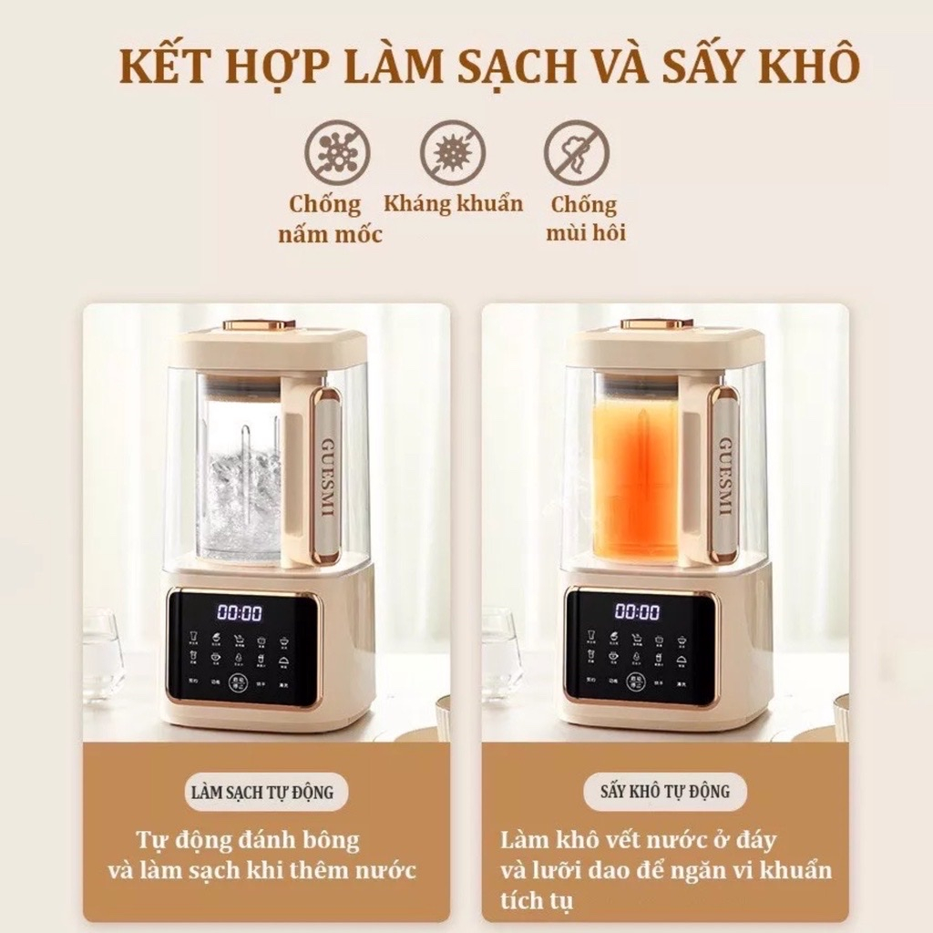 Máy xay sữa hạt chống ồn Guesmi cao cấp - Máy xay nấu đa năng làm sữa hạt, nấu cháo, súp - máy làm sữa hạt