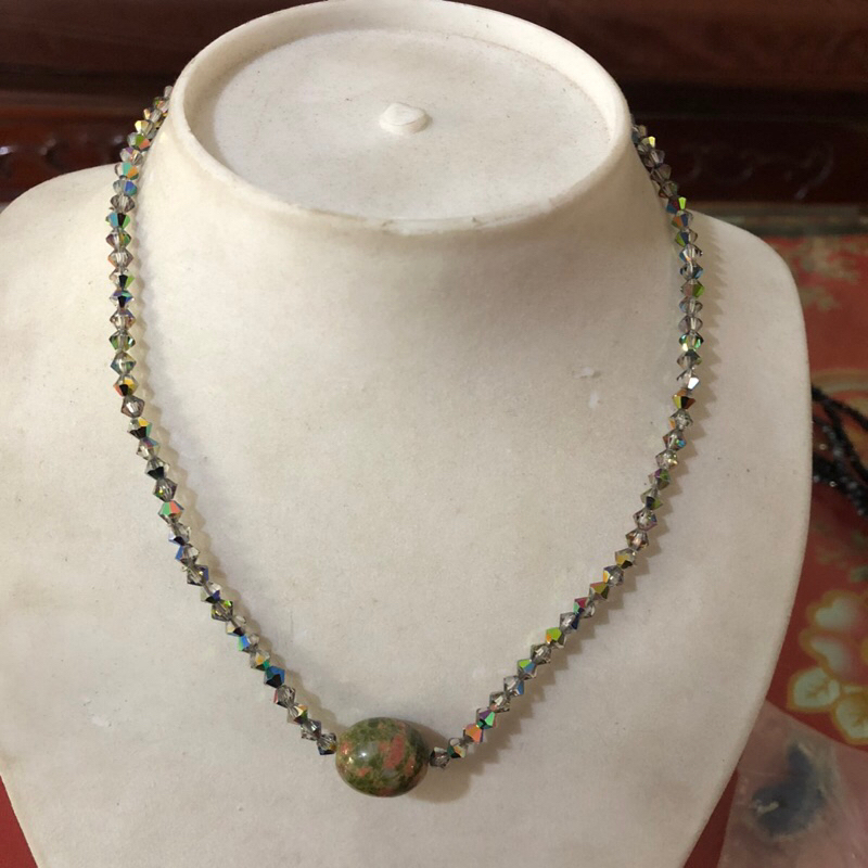 Trang sức si nhật. VÒNG CỔ CHOCKER ĐÁ PHA LÊ PHỐI LU dài 38cm