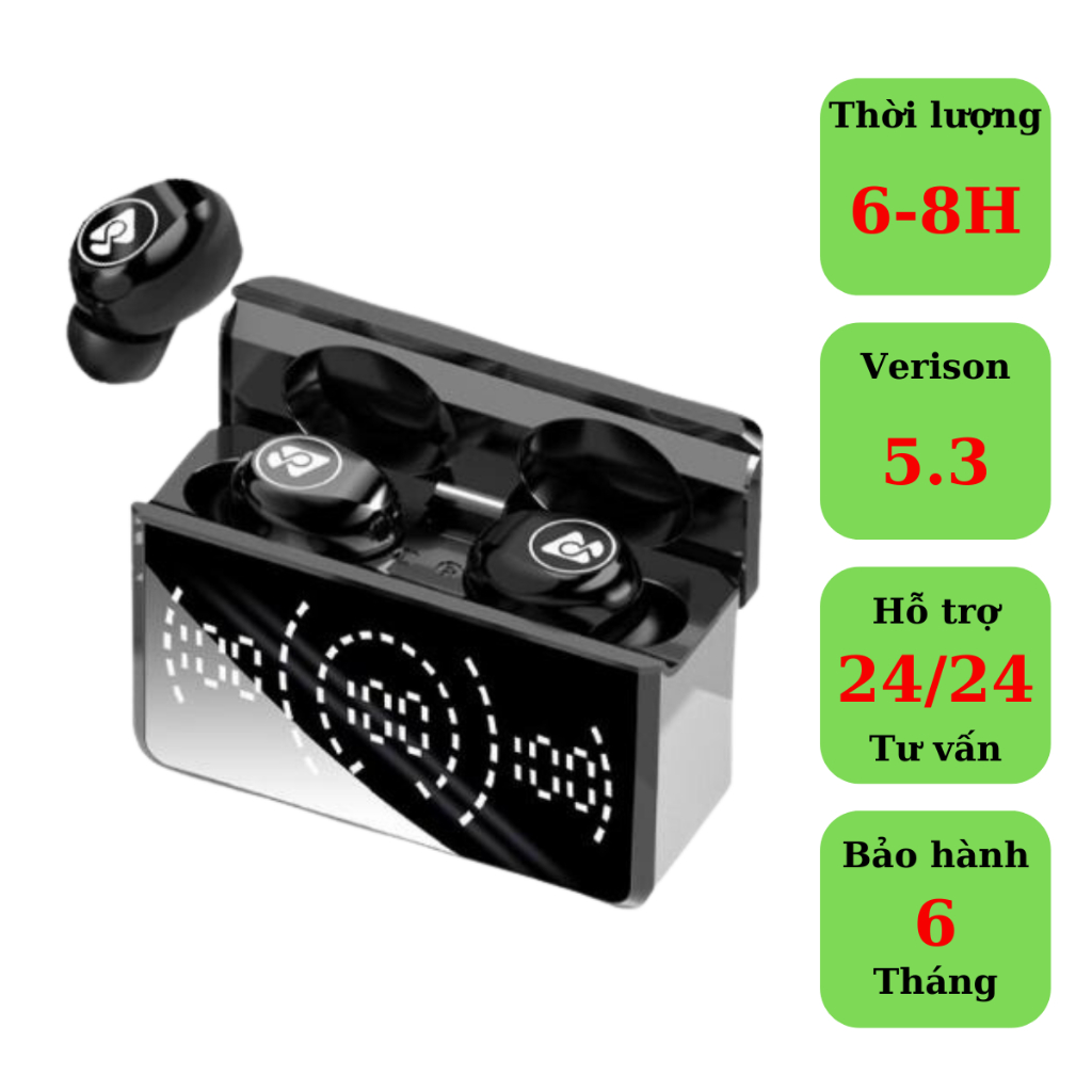Tai nghe không dây GS-5 cao cấp, cảm ứng, đàm thoại,chân sạc type-C, kiêm sạc dự phòng