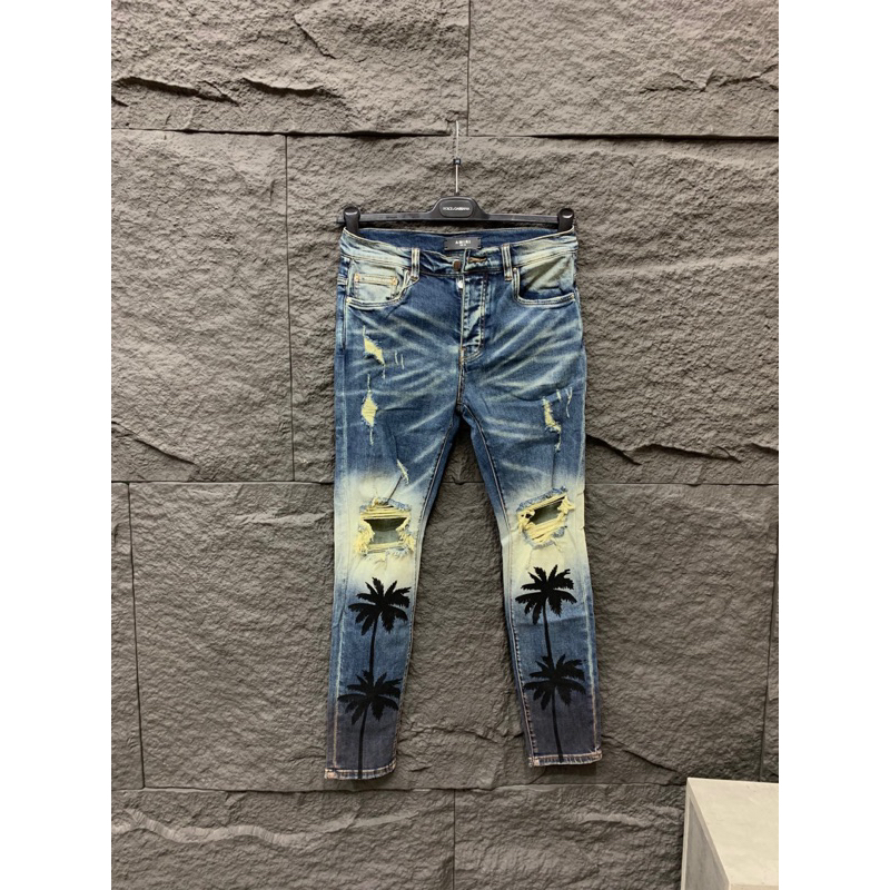 Quần Jeans Nam Amirri Cây Dừa Rách Wash Boy Phố Hàng Quảng Châu Cao Cấp Thương Hiệu Dập Khuy Chất Vải Mềm Mại