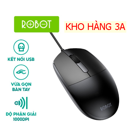 Chuột Quang Có Dây ROBOT M120 - Độ Phân Giải 1000 DPI - Bảo Hành 12 Tháng