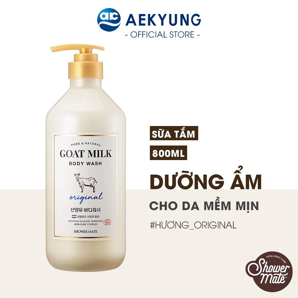 Sữa tắm sữa dê dưỡng ẩm sâu hương nguyên bản Shower Mate Goat Milk Original 800ML