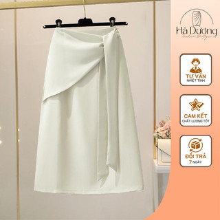 Chân váy chữ A dáng dài, cột nơ, Váy công sở thắt eo che bụng - Hà Dương Shop