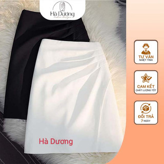 Chân váy chữ A đáp tà xếp ly dáng ngắn