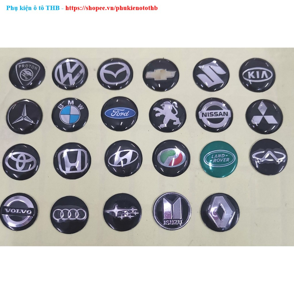 Logo dán xe ô tô, tem dán chìa khóa xe, trang trí các vị trí trên ô tô các hãng xe Toyota, Ford, Kia, Hyundai, Mazda, Mi