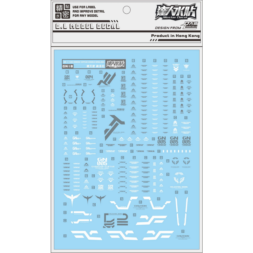 PHỤ KIỆN MÔ HÌNH - DECAL NƯỚC CHO MÔ HÌNH MG 1/100 GN005 VIRTUE / GN004 NADLEEH (GN18)