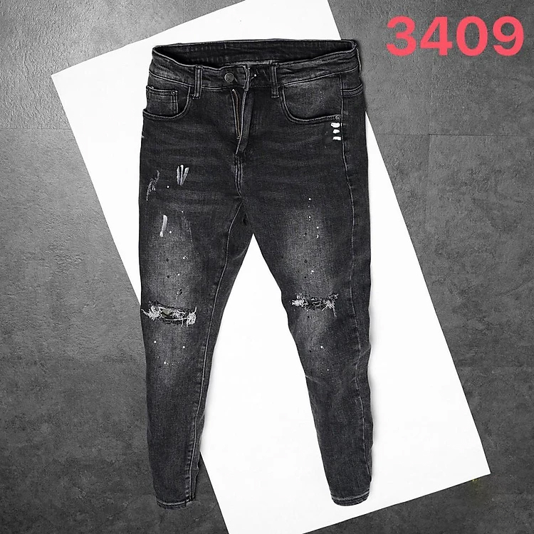 (Xưởng chuyên sỉ) quần jean nam xám than wash bạc chấm sơn D3409