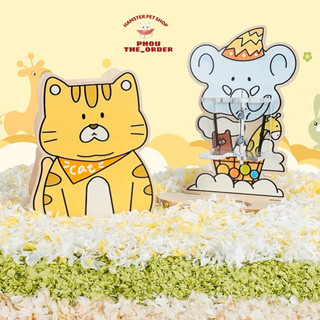 ZAIZAI Cảnh quan gỗ Bữa tiệc muôn thú hầm trú cho hamster