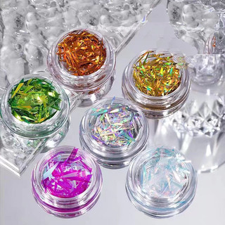 Giấy thuỷ tinh nail dạ quang trang trí móng galaxy set 3 hũ Cheap Nail