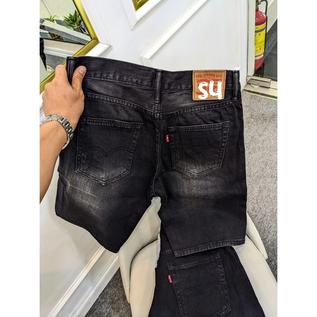 quần short jeans nam màu grey khói