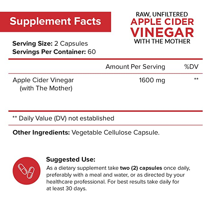 NutriFlair Apple Cider Vinegar 1600mg - Viên uống giấm táo hỗ trợ giảm cân, quản lý cân nặng lành mạnh 120 viên