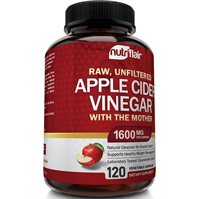 NutriFlair Apple Cider Vinegar 1600mg - Viên uống giấm táo hỗ trợ giảm cân, quản lý cân nặng lành mạnh 120 viên