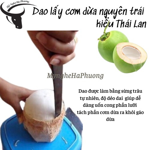 [Bảo hành 1 đổi 1] Dao sừng trâu gọt dừa kiểu Thái Lan - dao gọt dừa nguyên cơm hàng loại 1, kèm video hướng dẫn
