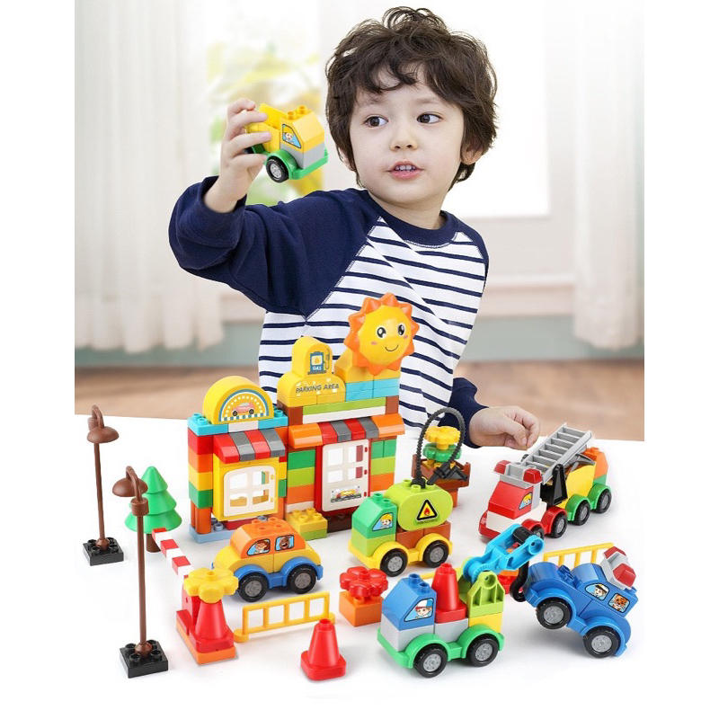 Đồ Chơi Lắp Ráp Xe 177 Chi Tiết, Hãng Feelo, Gạch Xếp Hình Loại To Cho Bé Thỏa Sức Sáng Tạo