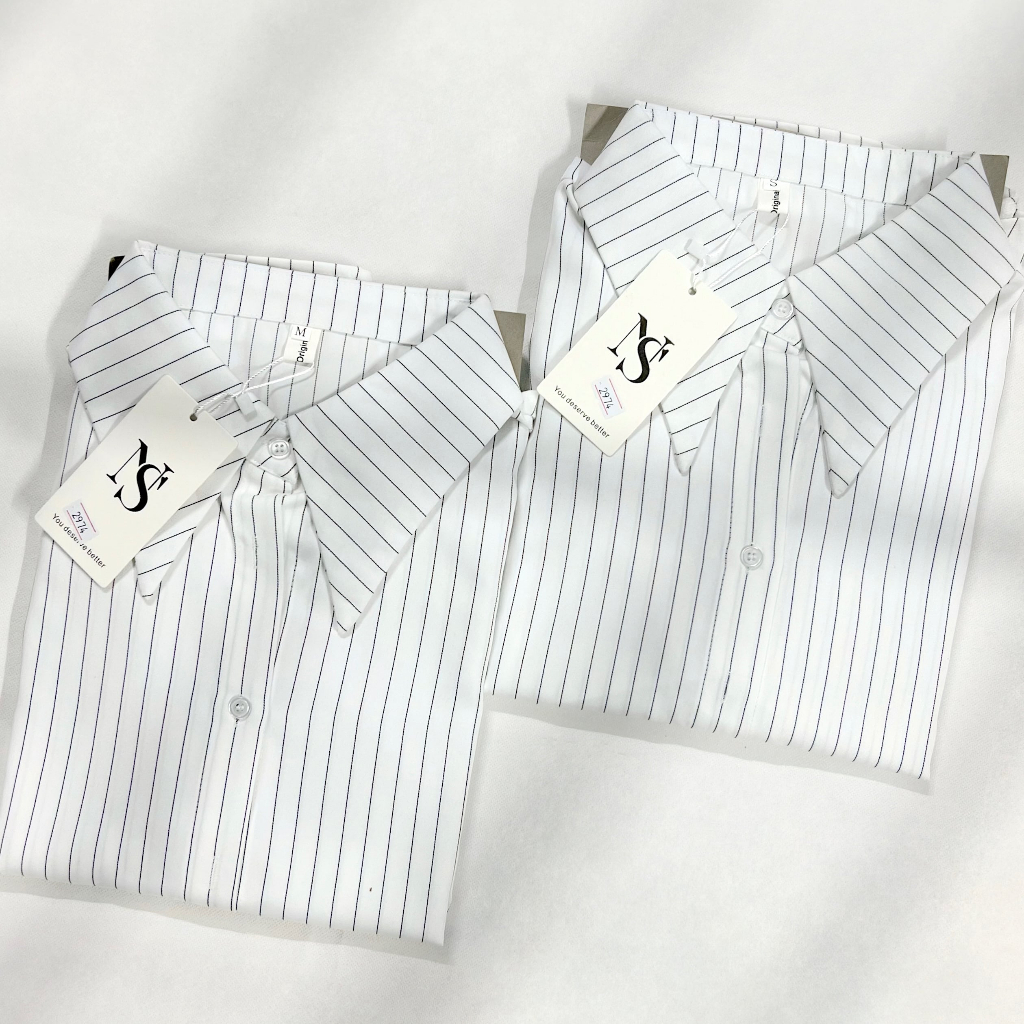 Áo Sơ Mi Nữ Trắng Kẻ Sọc Chống Nhăn, Áo Sơ Mi Công Sở Dài Tay Chất Cotton Thoáng Mát, Thấm Hút Mồ Hôi | BigBuy360 - bigbuy360.vn