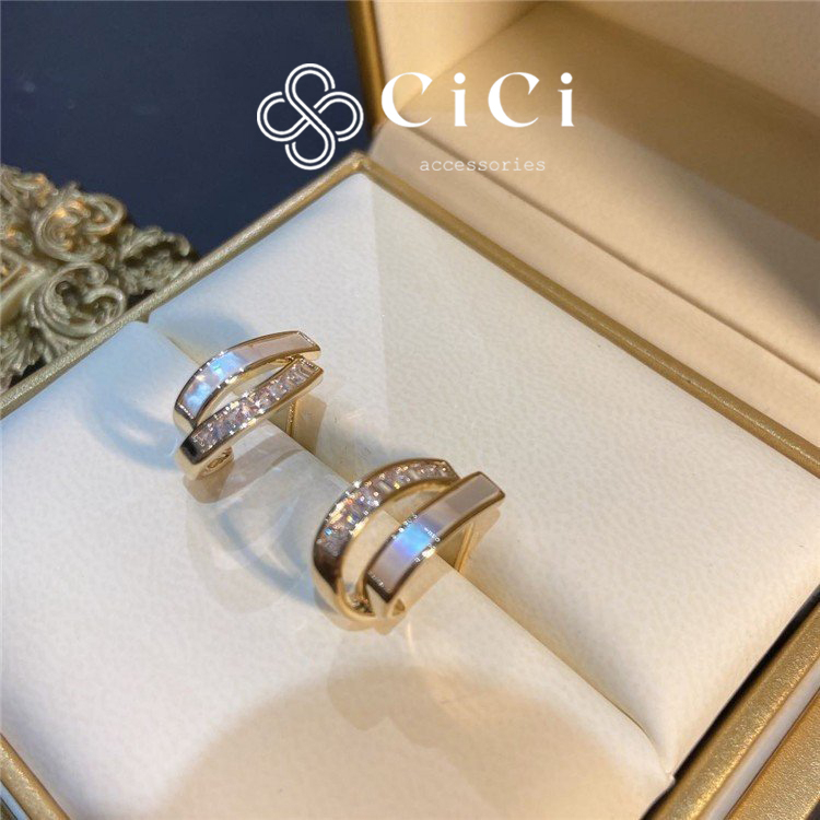 Bông tai nữ mạ vàng 18K kiểu dáng sang chảnh CiCi Accessorie phụ kiện trang sức lady, thanh lịch- BT67