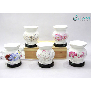 [TẶNG BÓNG ĐÈN] Đèn xông tinh dầu gốm trắng miệng sen [Tặng bóng đèn] DXTDD-GOM-MS
