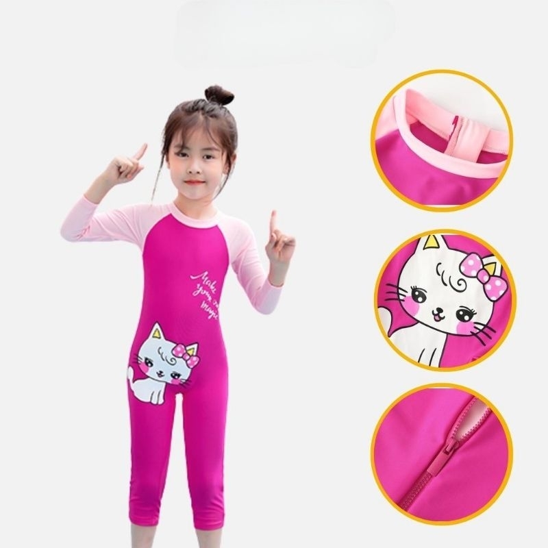 🐱🐱 ĐỒ BƠI LIỀN THÂN DÀI MÀU HỒNG CHO BÉ GÁI 🐱🐱