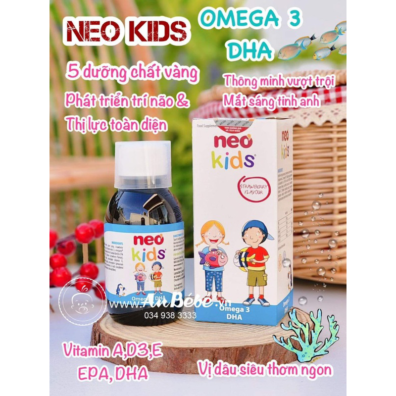 Omega Neokid siro uống vị thơm ngon giúp bé phát triển não bộ , mắt sáng tinh anh