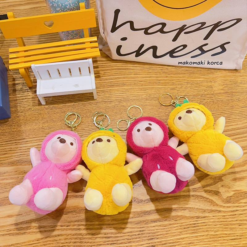 Móc khoá trang trí gấu bông mini gấu Pooh có thể tháo nón