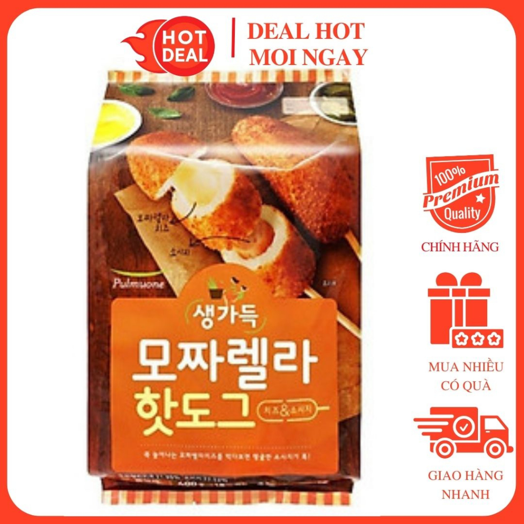 Bánh Hotdog Nhân Phô Mai Xúc Xích Hàn Quốc Mozzarella Pulmuone 400G