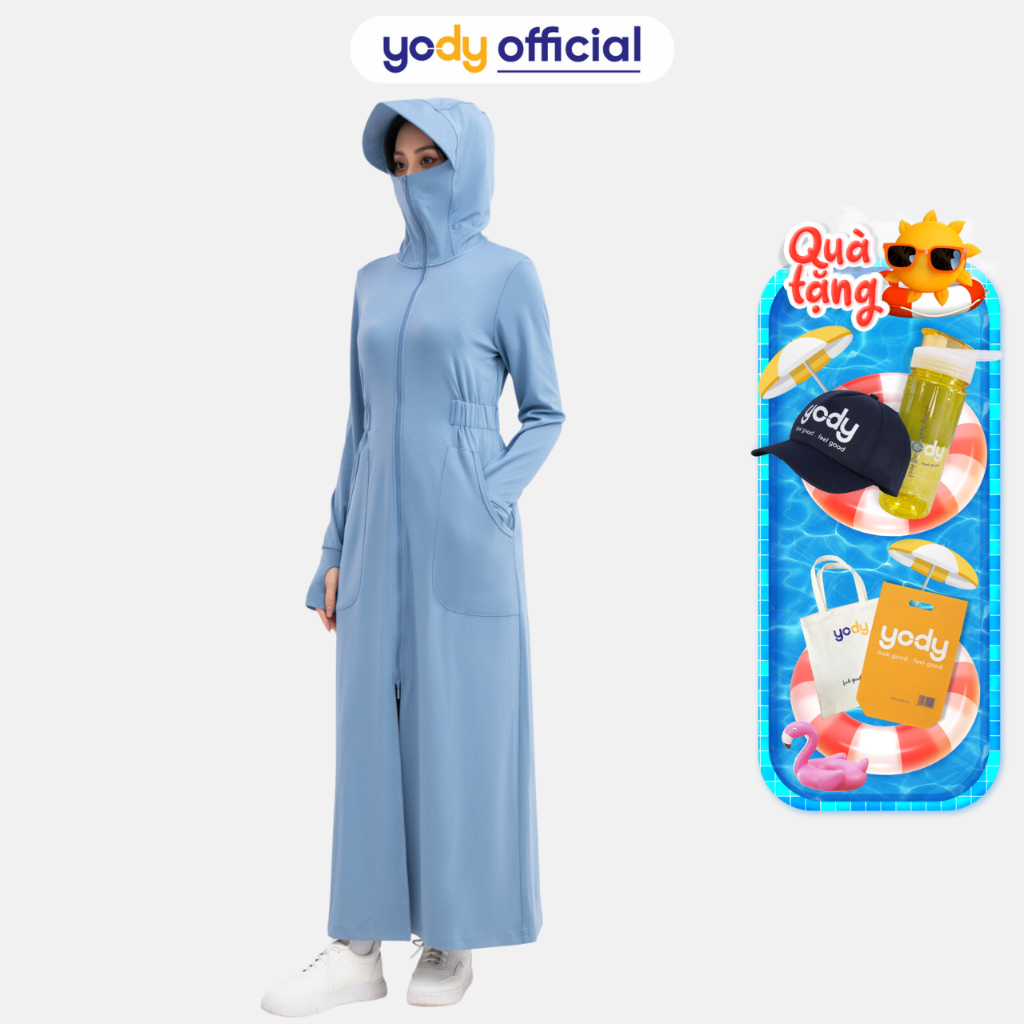 Áo chống nắng nữ Yody dáng dài, áo khoác nắng toàn thân chống tia UV thoáng mát mềm mại ACN6002