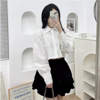 Ao sơ mi croptop tay bồng dài tay myra.teen ao2892 p0k45