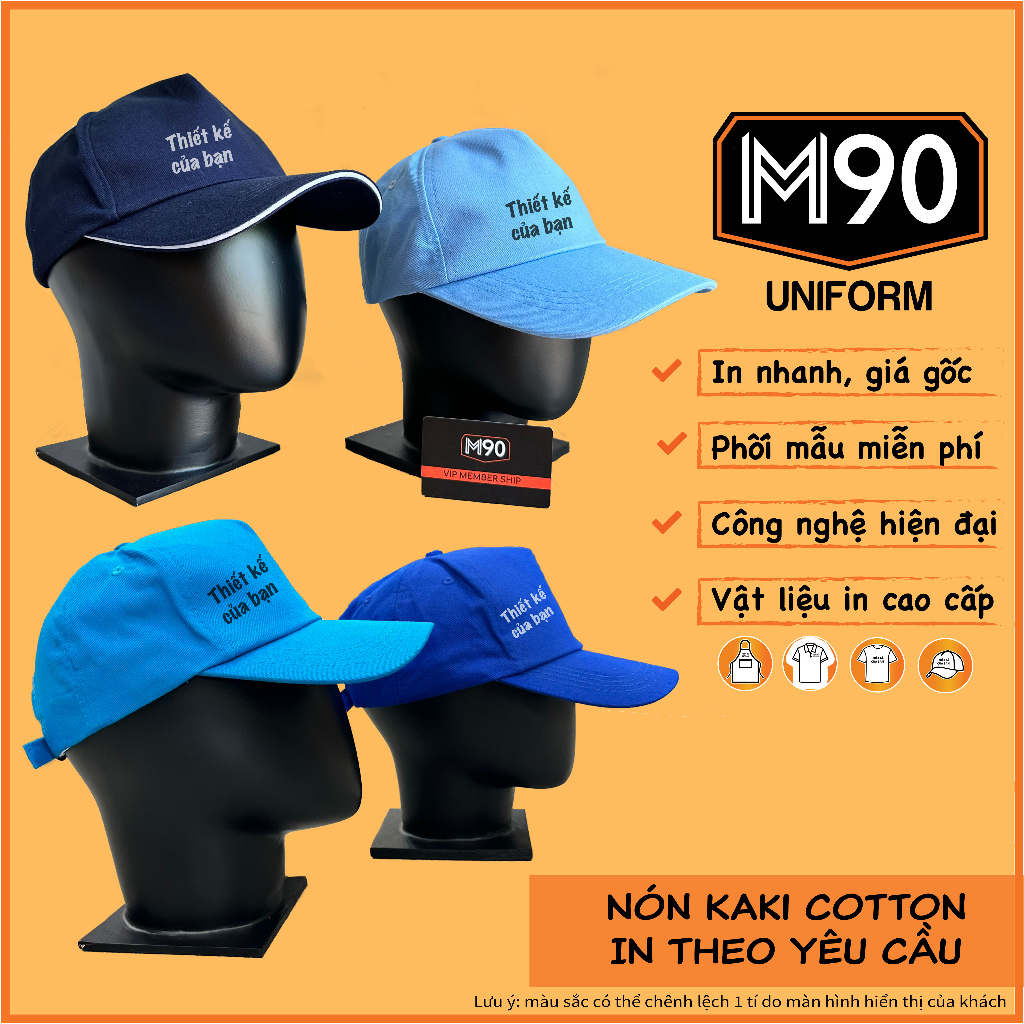 Nón kết Kaki Cotton Cao Cấp in theo yêu cầu, nón in theo yêu cầu in mũ