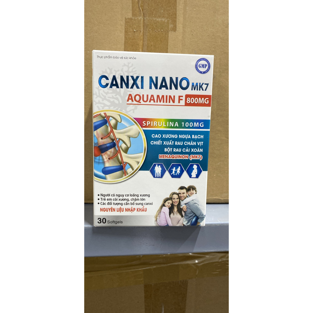 (Giá rẻ, hiệu quả) Canxi hữu cơ CANXI NANO MK7 AQUAMIN F 800mg - Cao xương ngựa bạch - Canxi tảo biển - Hộp 30v