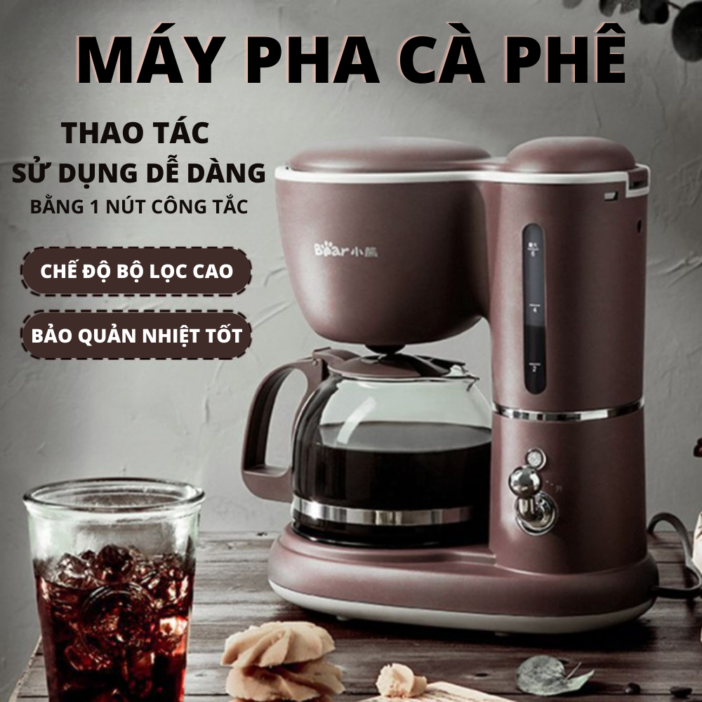 Máy pha cà phê mini, thiết bị pha trà tự động bảo hành chính hãng Bear 12 tháng