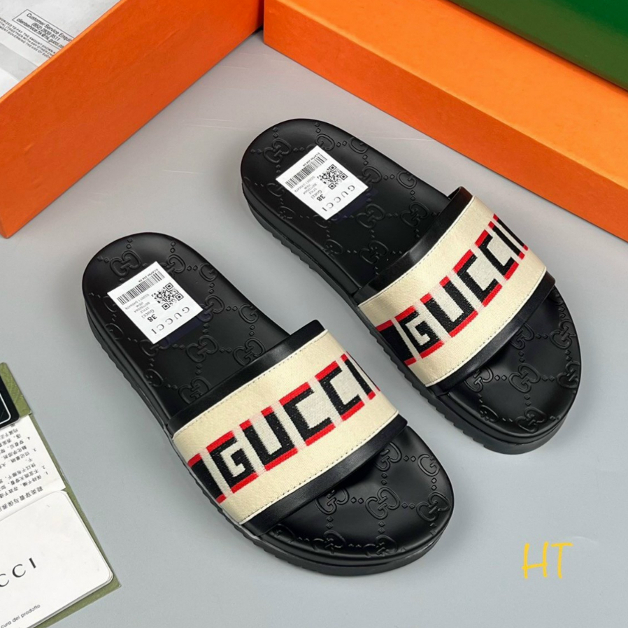 Dép Nam quai ngang Gucci, Dép da GC nam hàng cao cấp bản đẹp 2023 Full box
