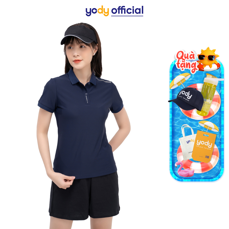 Áo polo nữ YODY phông tay ngắn, cổ bẻ, vải cotton airy cool phong cách thể thao SAN5002